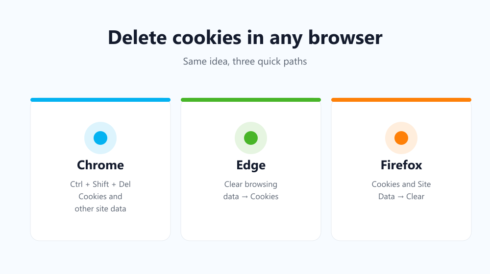 How to delete cookies in Chrome, Edge and Firefox